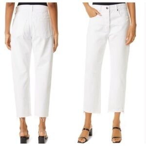 Frame Denim Le Original Front Cuff Distressed White Straight Leg Ankle Jeans 25​